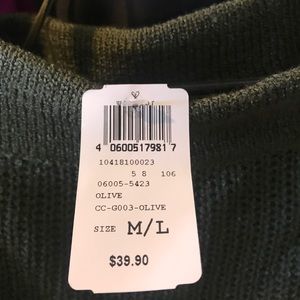 Olive beautiful sweater too cropped for me.